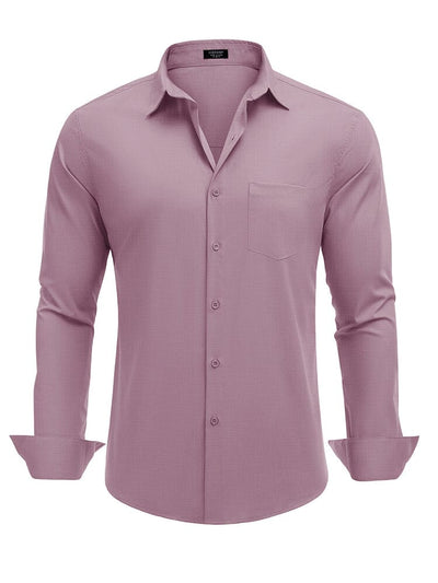 Muscle Fit Wrinkle Free Business Shirt (US Only) Shirts & Polos coofandy Pink S 