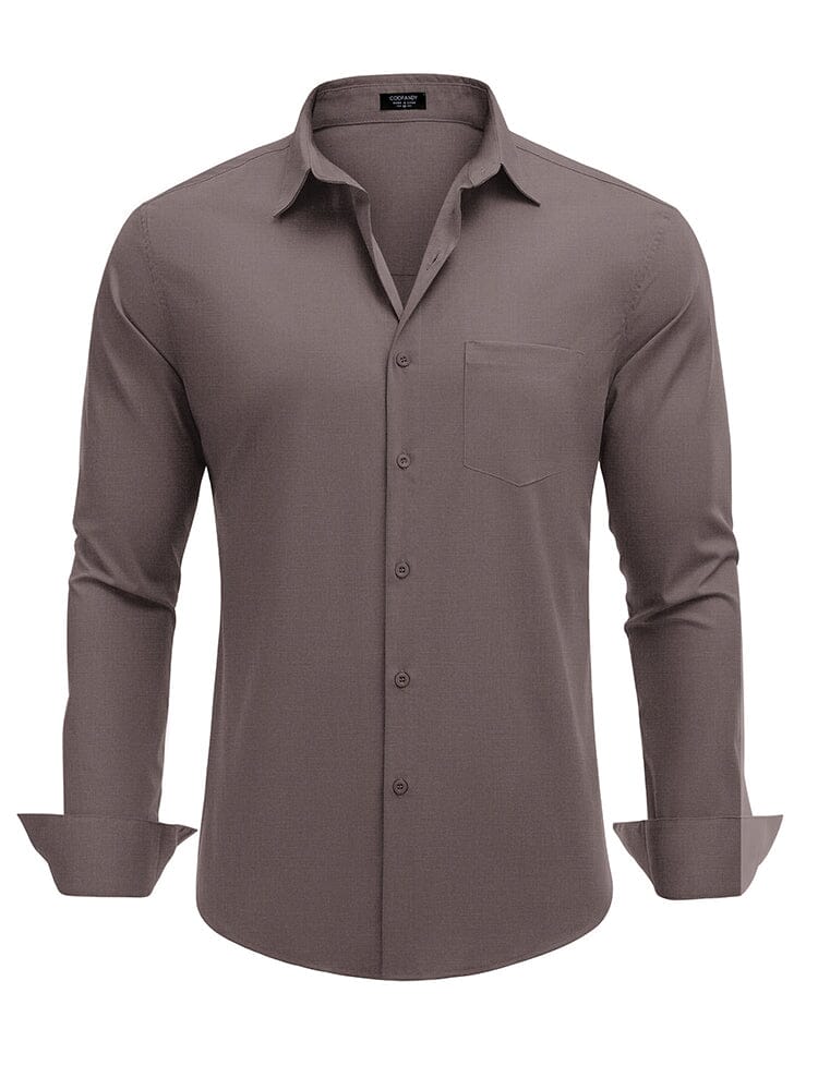Muscle Fit Wrinkle Free Business Shirt (US Only) Shirts & Polos coofandy Brown S 