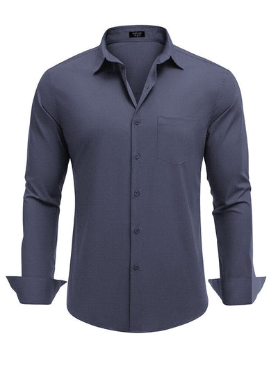 Muscle Fit Wrinkle Free Business Shirt (US Only) Shirts & Polos coofandy Denim Blue S 