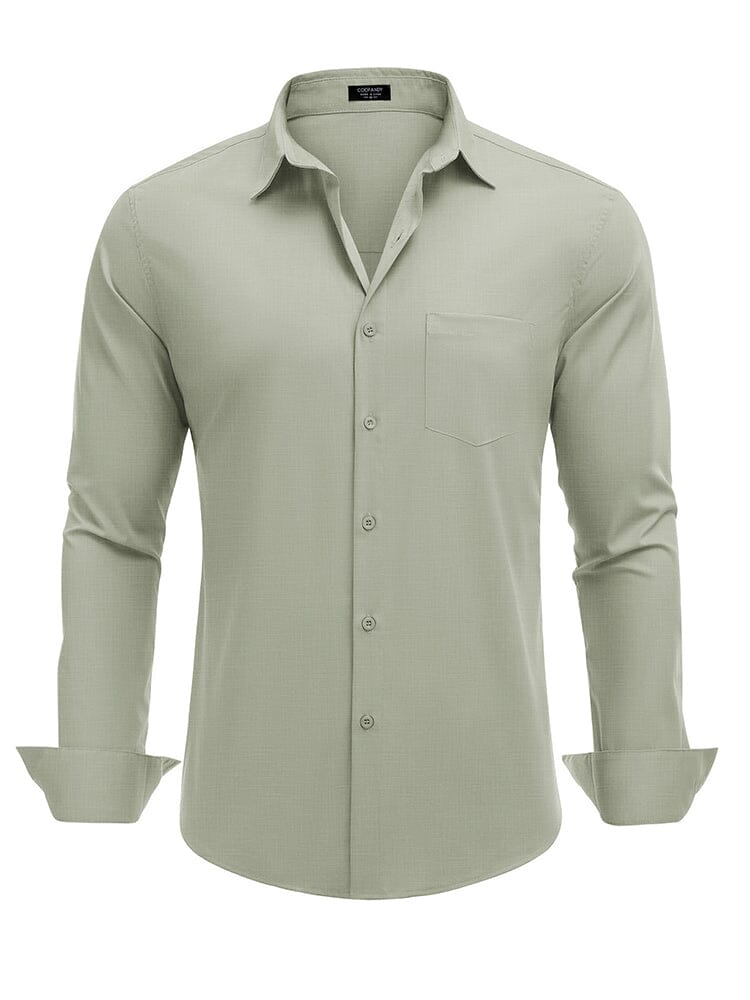 Muscle Fit Wrinkle Free Business Shirt (US Only) Shirts & Polos coofandy Light Green S 