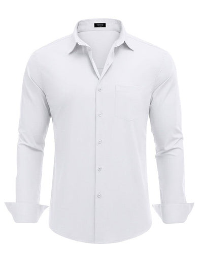 Muscle Fit Wrinkle Free Business Shirt (US Only) Shirts & Polos coofandy White S 