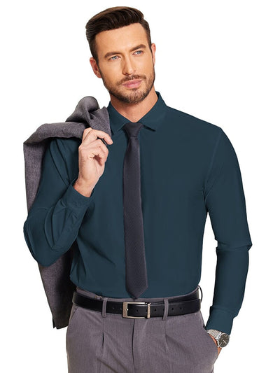 Solid Stretch Business Shirt (US Only) Shirts coofandy Dark Blue S 