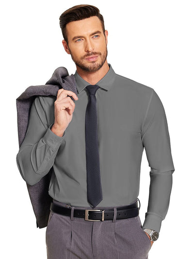 Solid Stretch Business Shirt (US Only) Shirts coofandy Grey S 