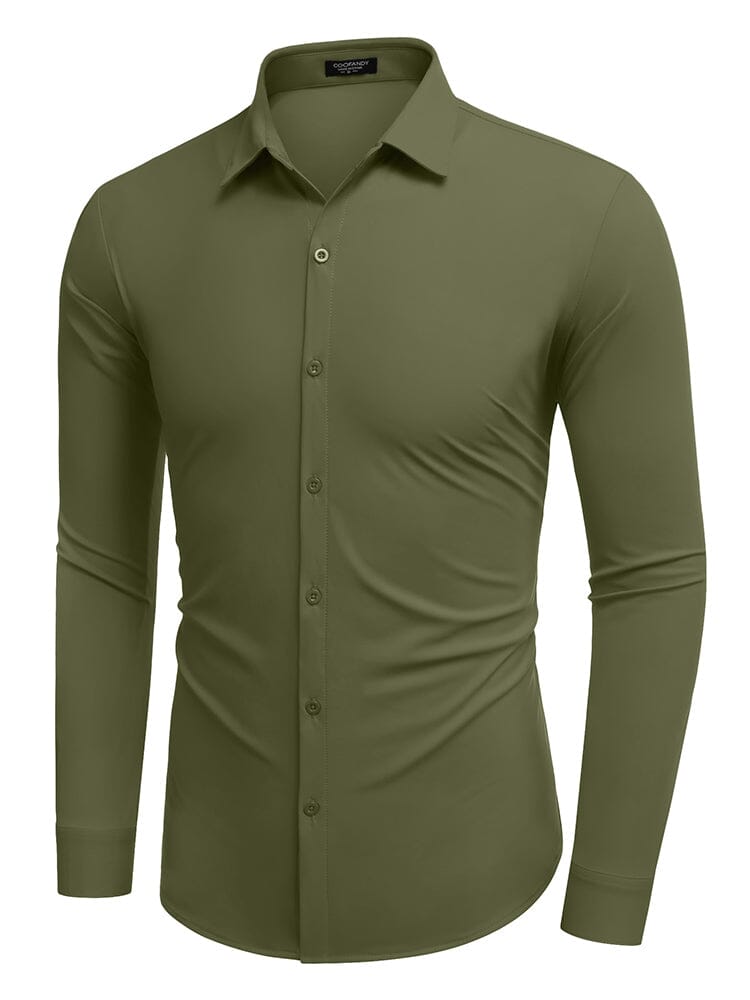 Classic Stretch Wrinkle-Free Shirt (US Only) Shirts & Polos coofandy Army Green S 