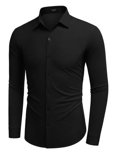 Classic Stretch Wrinkle-Free Shirt (US Only) Shirts & Polos coofandy Black S 