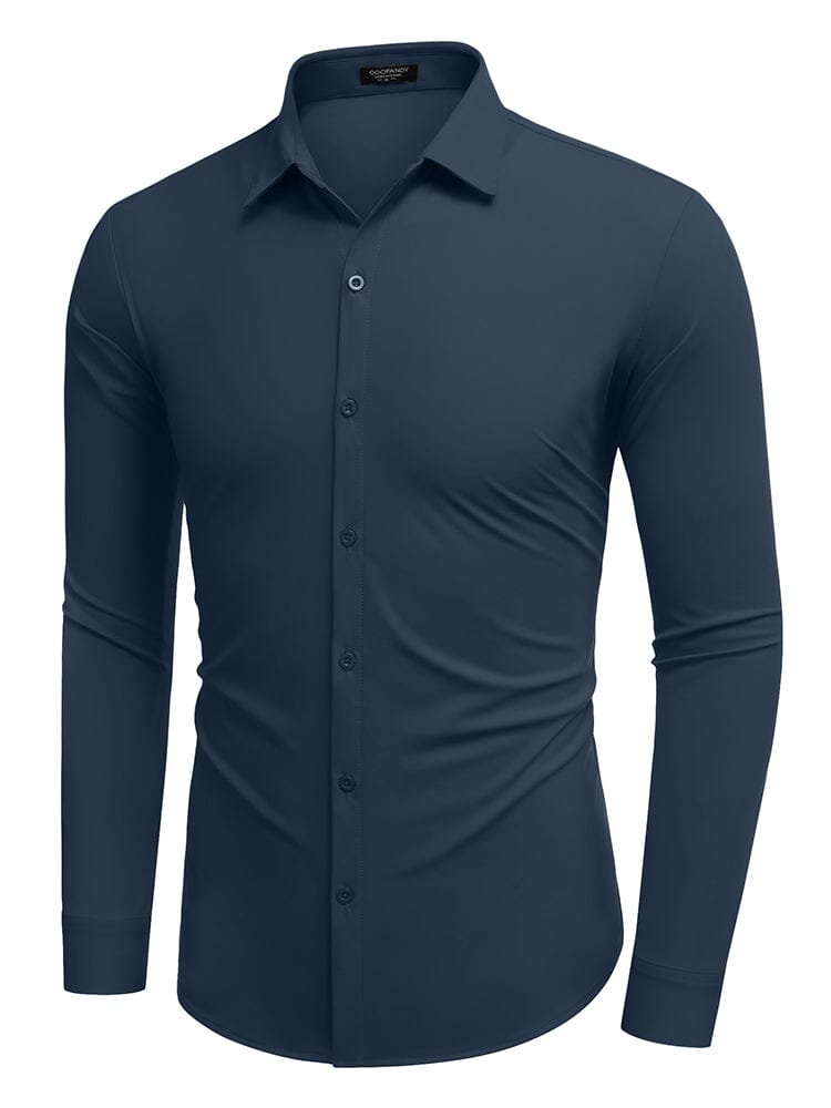 Classic Stretch Wrinkle-Free Shirt (US Only) Shirts & Polos coofandy Dark Blue S 