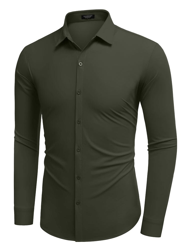 Classic Stretch Wrinkle-Free Shirt (US Only) Shirts & Polos coofandy Olive Green S 