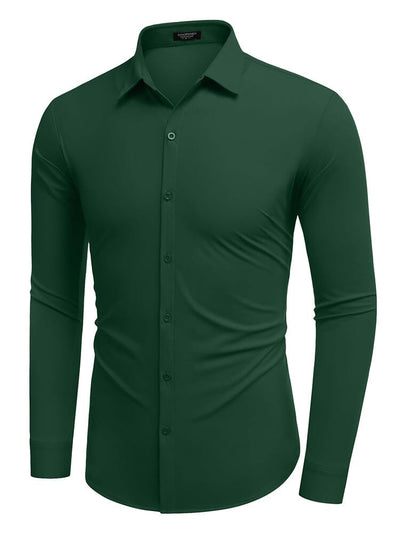 Classic Stretch Wrinkle-Free Shirt (US Only) Shirts & Polos coofandy Dark Green S 