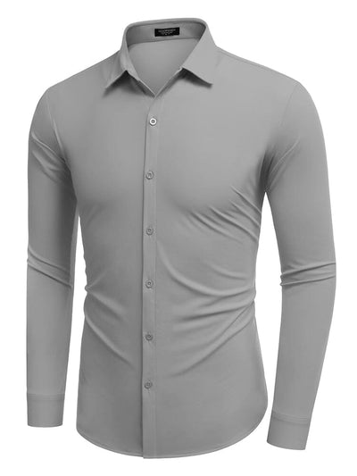 Classic Stretch Wrinkle-Free Shirt (US Only) Shirts & Polos coofandy Light Grey S 