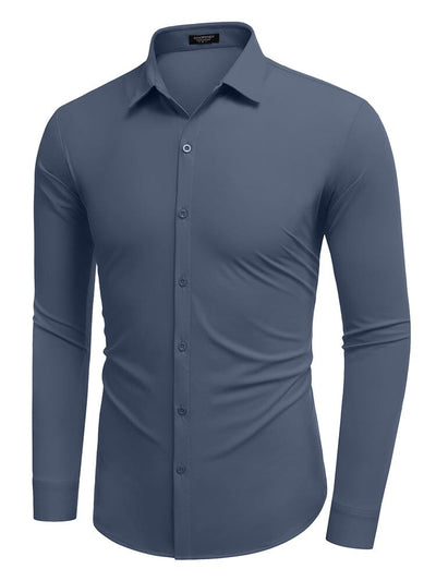 Classic Stretch Wrinkle-Free Shirt (US Only) Shirts & Polos coofandy Denim Blue S 