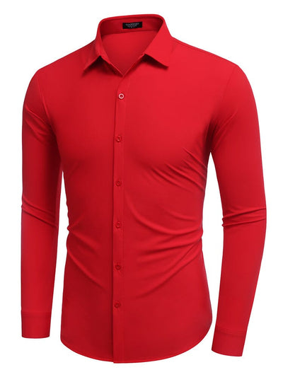 Classic Stretch Wrinkle-Free Shirt (US Only) Shirts & Polos coofandy Red S 