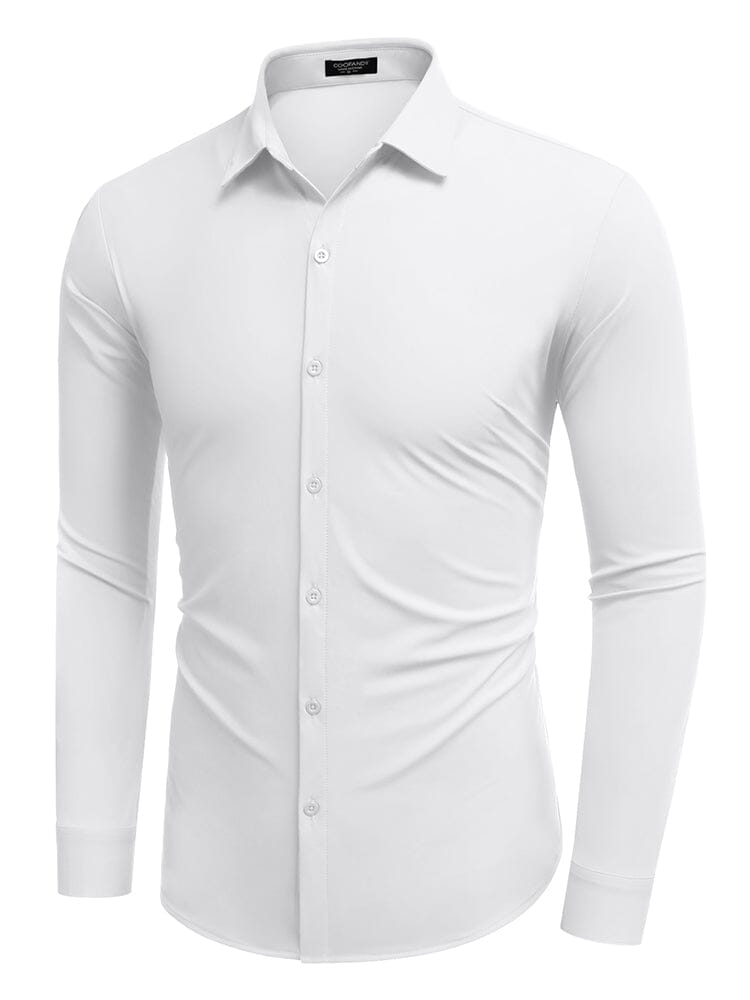Classic Stretch Wrinkle-Free Shirt (US Only) Shirts & Polos coofandy White S 