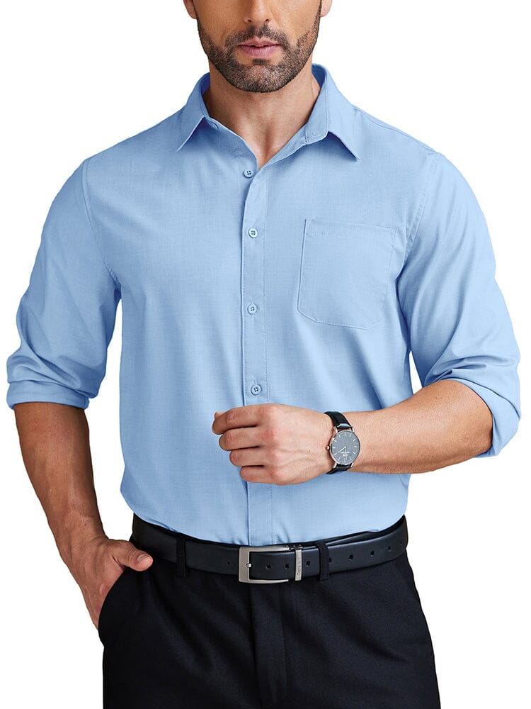 Wrinkle Free Business Shirt (US Only) Shirts coofandy Clear Blue S 