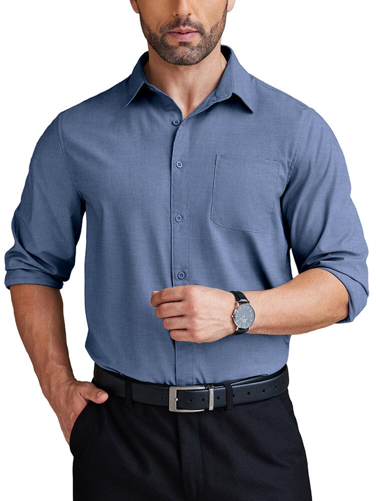 Wrinkle Free Business Shirt (US Only) Shirts coofandy Blue S 