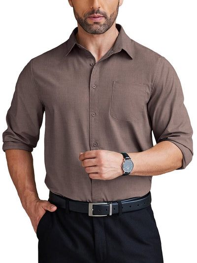 Wrinkle Free Business Shirt (US Only) Shirts coofandy Brown S 