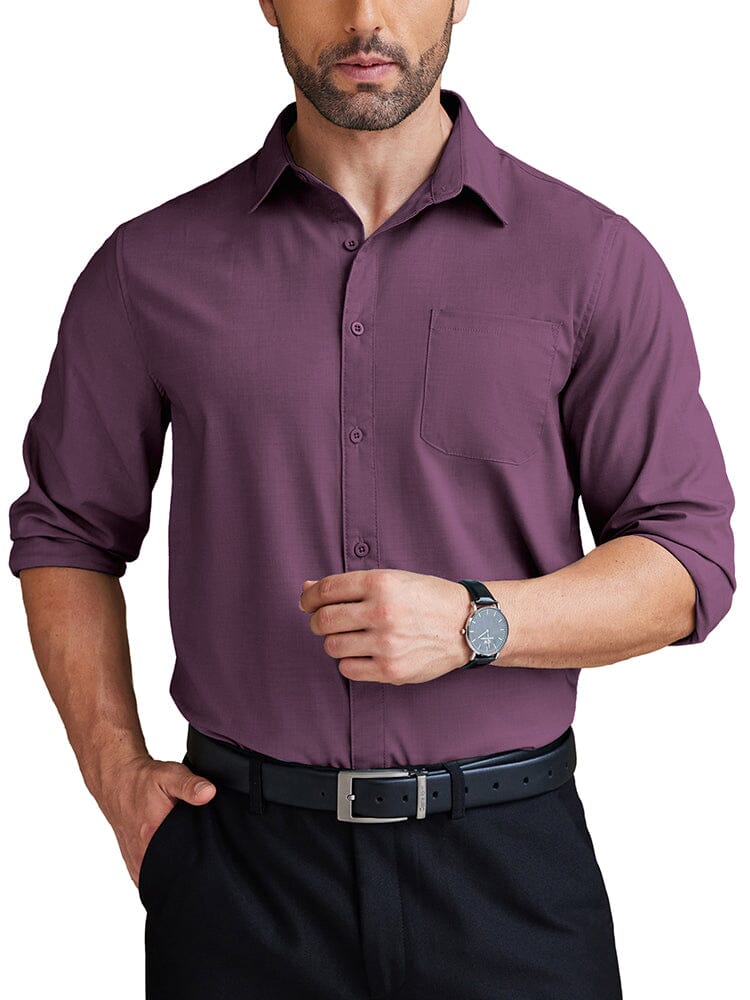 Wrinkle Free Business Shirt (US Only) Shirts coofandy Purple S 