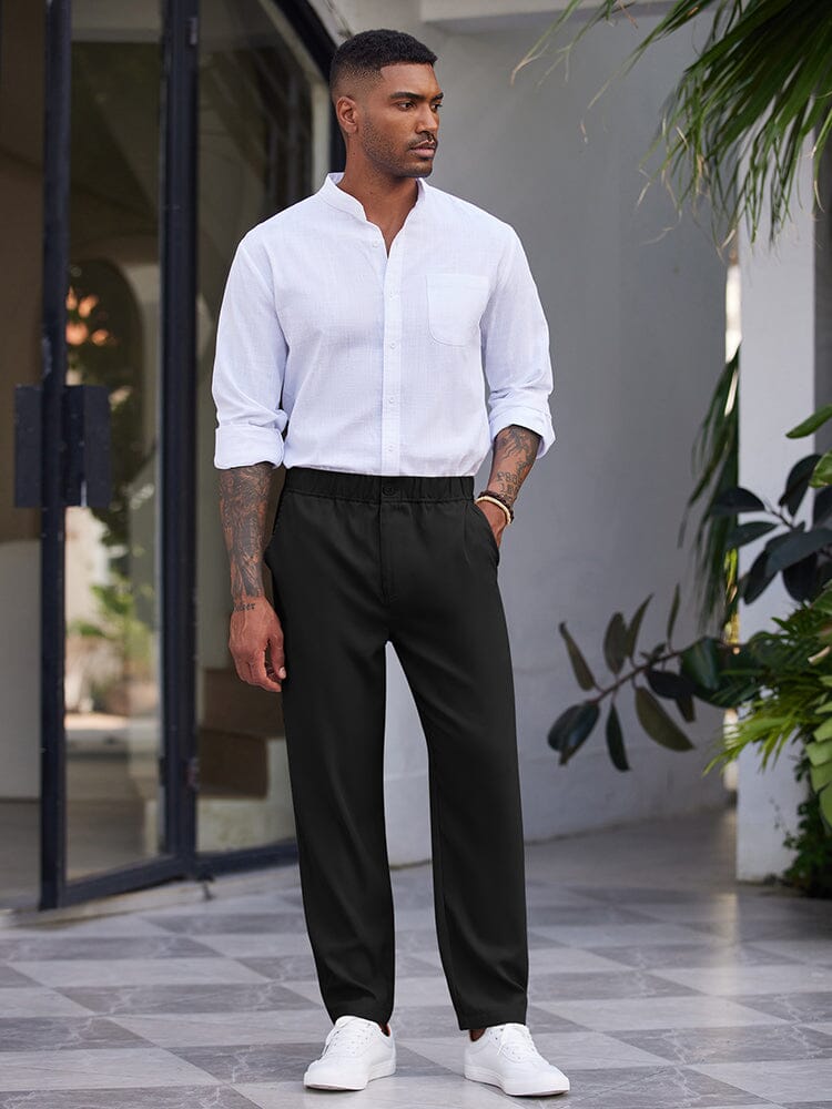 Simple Elastic Waist Slack Pants (US Only) Pants coofandy 