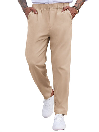 Simple Elastic Waist Slack Pants (US Only) Pants coofandy Light Khaki S 