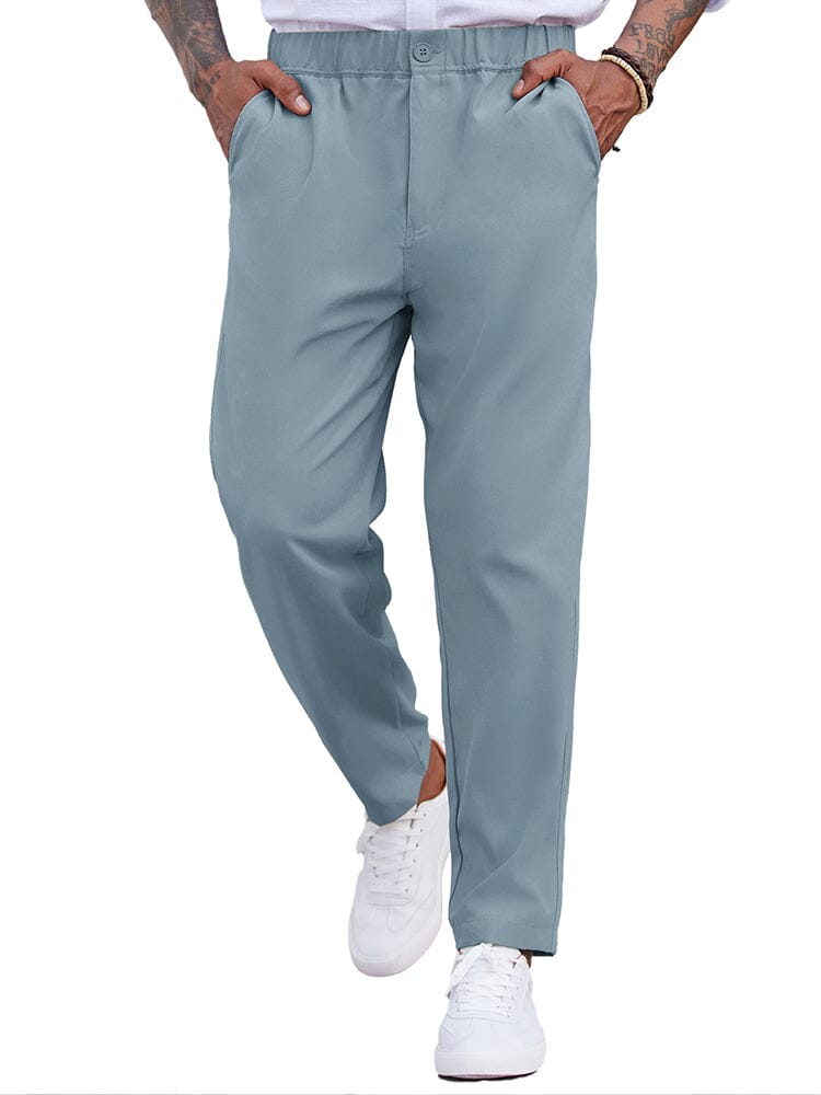 Simple Elastic Waist Slack Pants (US Only) Pants coofandy Light Blue S 