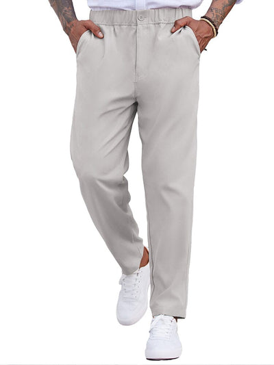 Simple Elastic Waist Slack Pants (US Only) Pants coofandy Light Grey S 