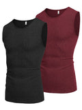 2 Pack Ribbed Knit Tank Tops (US Only) Tank Tops coofandy Black/Wine Red S 