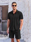 Soft Cuban Shirt Shorts Set (US Only) Sets coofandy Black S 