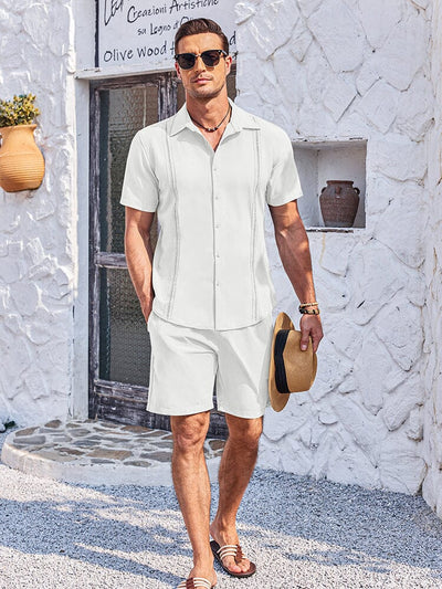 Soft Cuban Shirt Shorts Set (US Only) Sets coofandy 