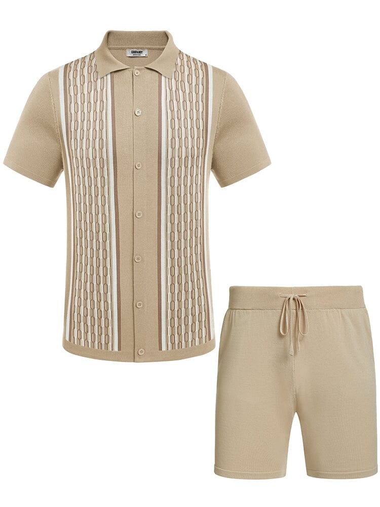 Vintage Knit Shirt Shorts Set (US Only) Beach Sets coofandy 
