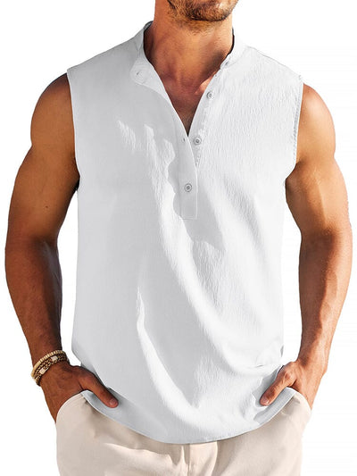 Casual Lightweight Henley Tank Top (US Only) Tank Tops coofandy White S 