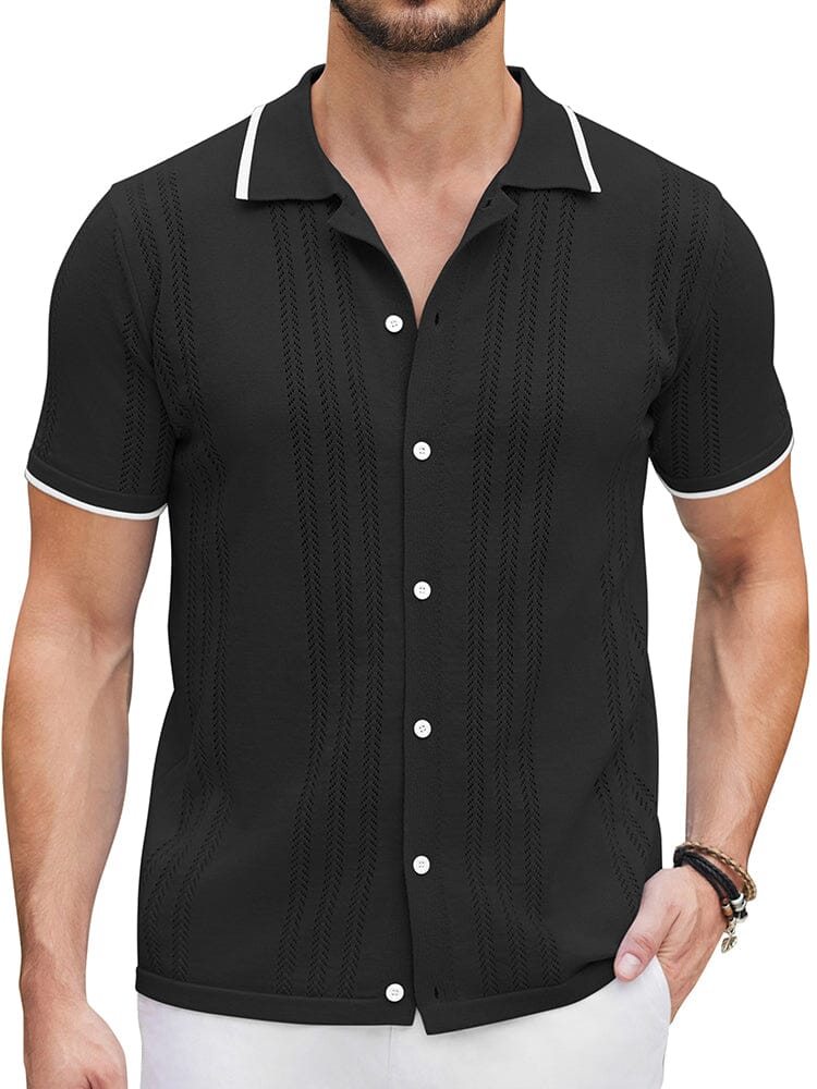 Casual Breathable Knit Shirt (US Only) Shirts coofandy Black S 