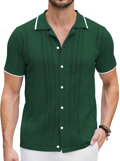 Casual Breathable Knit Shirt (US Only) Shirts coofandy Dark Green S 