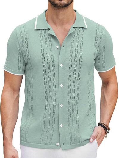 Casual Breathable Knit Shirt (US Only) Shirts coofandy Light Green S 