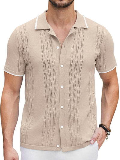 Casual Breathable Knit Shirt (US Only) Shirts coofandy Khaki S 