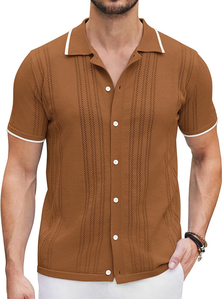 Casual Breathable Knit Shirt (US Only) Shirts coofandy Brown S 