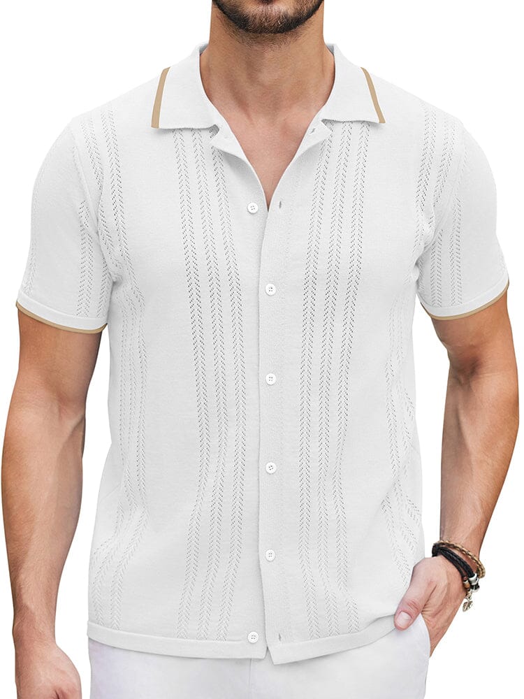 Casual Breathable Knit Shirt (US Only) Shirts coofandy White S 