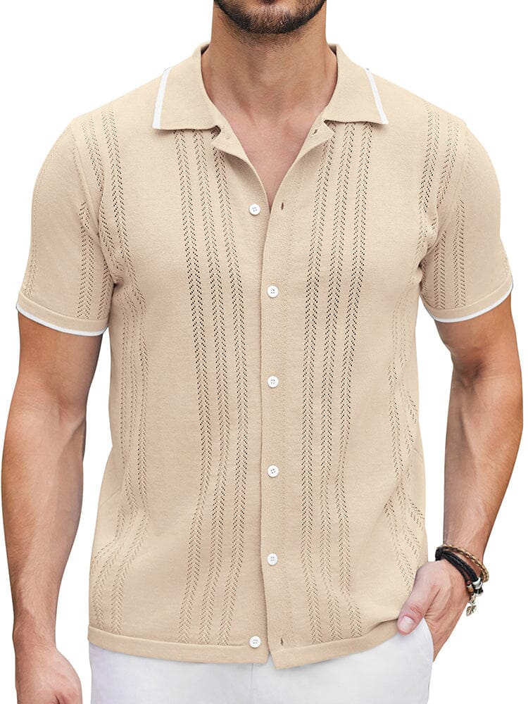 Casual Breathable Knit Shirt (US Only) Shirts coofandy Cream S 