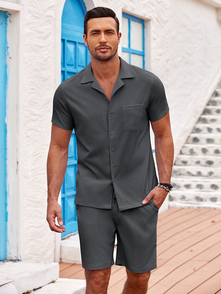 Casual Timeless Summer Shirts Set (US Only) Sets coofandy Dark Grey S 