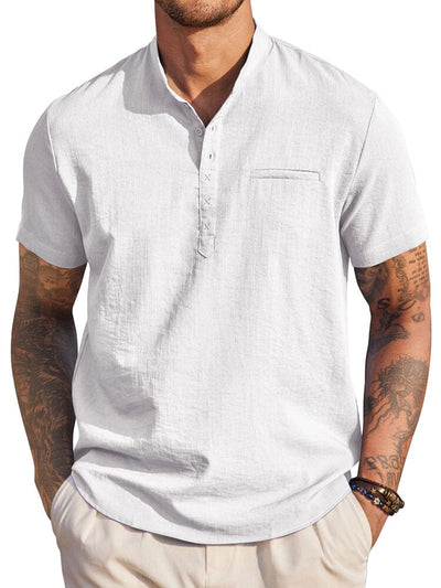 Classic Comfy Summer Henley Shirt (US Only) Shirts coofandy White S 