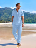 Casual Beach Cotton Linen Set (US Only) Beach Sets coofandy Clear Blue S 