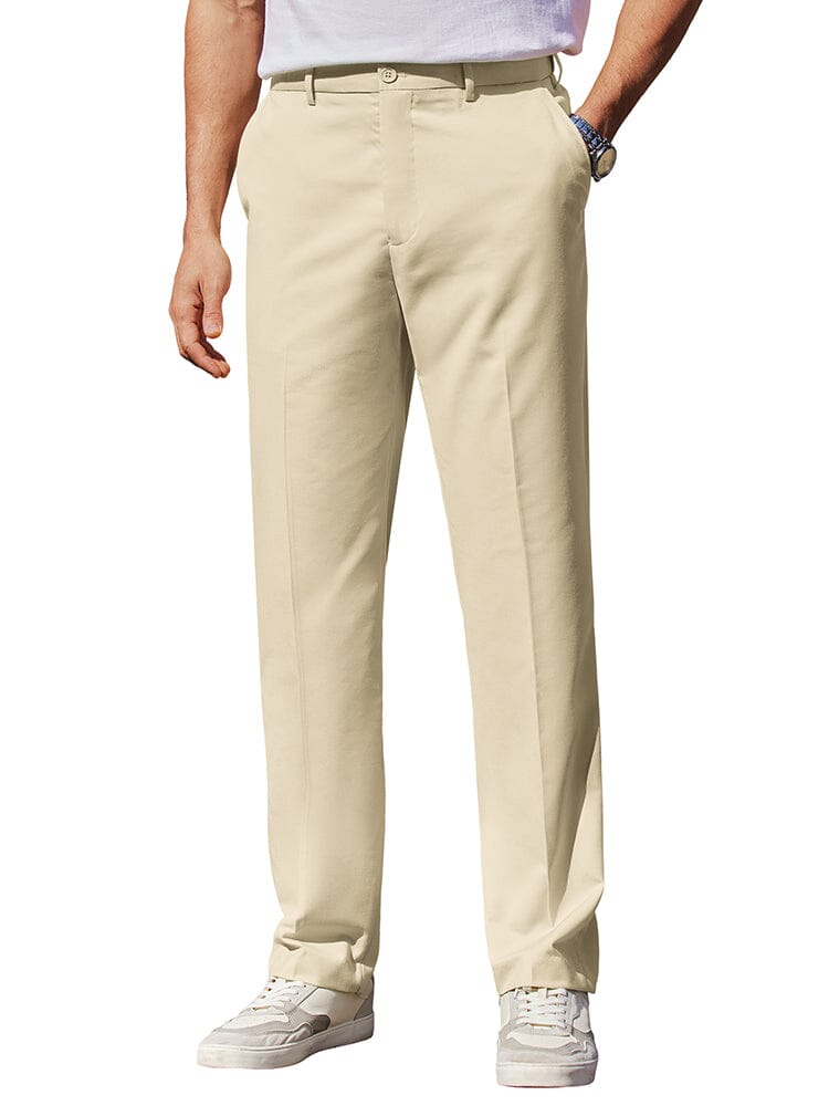 Classic Fit Stretch Suit Pants (US Only) Pants coofandy Beige 32W28L 