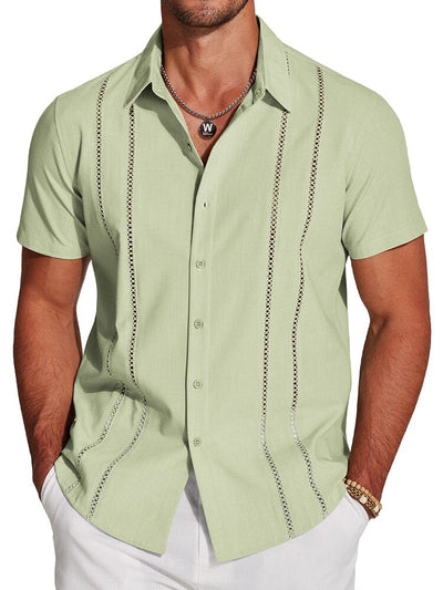 Casual Button Down Cuban Guayabera Shirt (US Only) Shirts coofandy Light Green S 