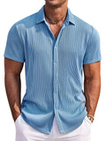 Casual Fashion Striped Textured Shirt (US Only) Shirts coofandy Clear Blue S 