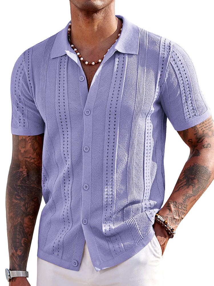 Casual Breathable Knit Beach Shirt Shirts coofandy Purple S 