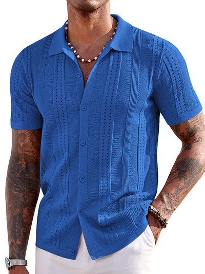 Casual Breathable Knit Beach Shirt Shirts coofandy Blue S 