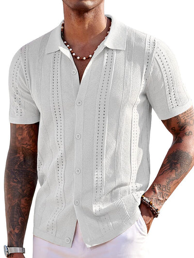 Casual Breathable Knit Beach Shirt Shirts coofandy White S 