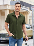Summer Casual Wrinkle Free Shirt (US Only) Sets coofandy Army Green S 