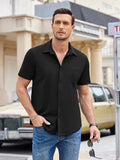 Summer Casual Wrinkle Free Shirt (US Only) Sets coofandy Black S 