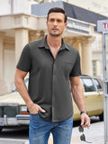 Summer Casual Wrinkle Free Shirt (US Only) Sets coofandy Dark Grey S 