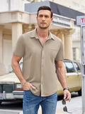 Summer Casual Wrinkle Free Shirt (US Only) Sets coofandy Khaki S 
