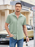 Summer Casual Wrinkle Free Shirt (US Only) Sets coofandy Light Green S 